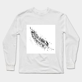 Bird feather. Hand drawn illustration sketch Long Sleeve T-Shirt